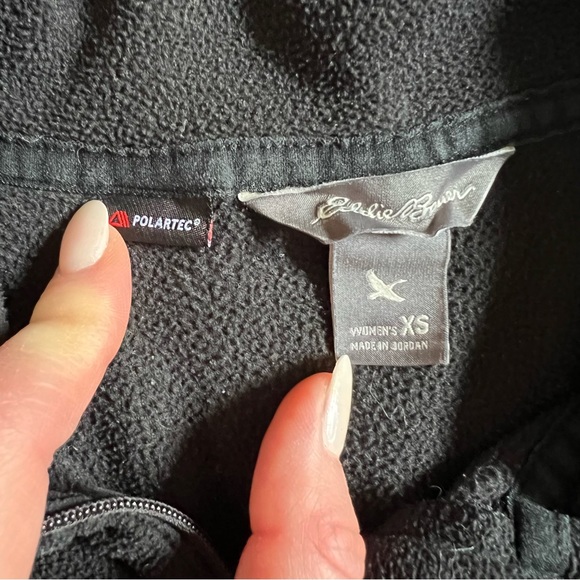 EDDIE BAUER BLACK POLARTEC QUARTER ZIP LONG SLEEVE TOP SIZE XS - Picture 4 of 7